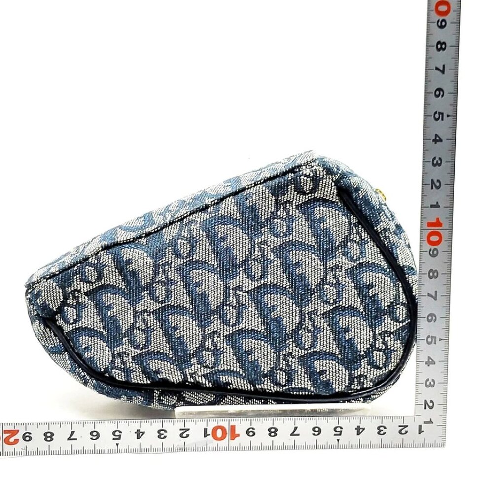 Christian Dior Cosmetic Pouch Navy Blue Canvas 450-061225 - Picture 2 of 14